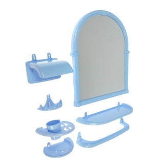 Набор для ванной комнаты зеркальный Олимпия голубой